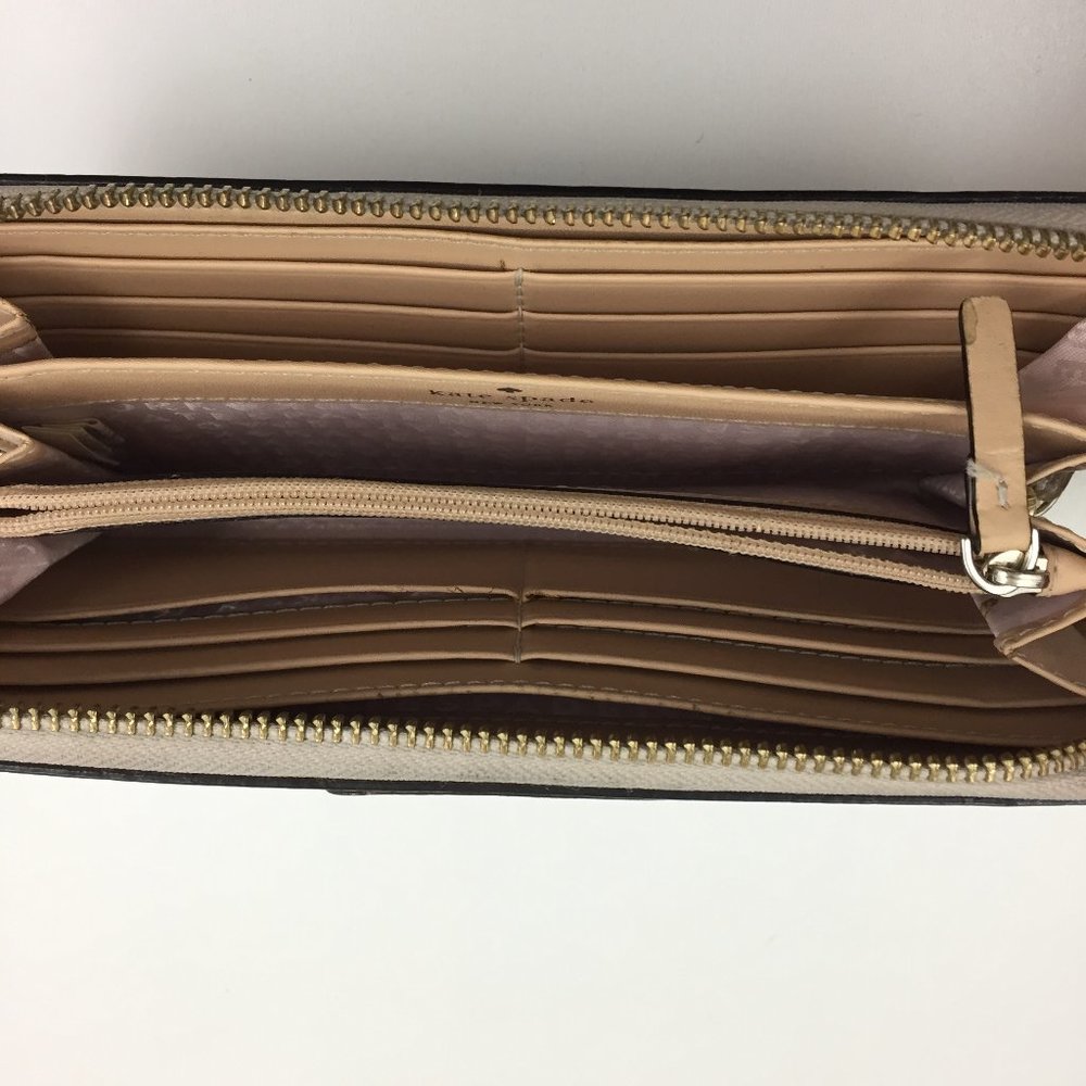 KATE SPADE New York Rose Gold Logo 100% Genuine Cow Leather Zip Around Wallet - Picture 4 of 10